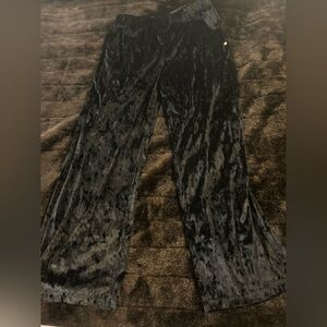 Fabletics Crushed Velvet Flare Pants XL Black High Rise 32” Inseam